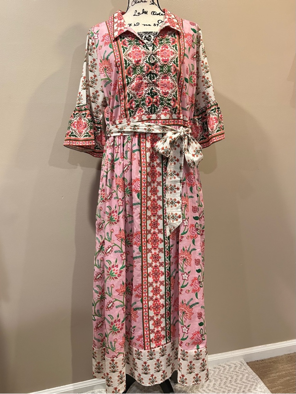 Talisman Jardin Mixed Print Cotton Midi Dress